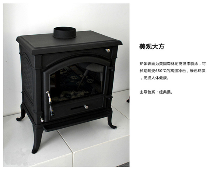 瑞亚独立式燃木真火壁炉效果图
